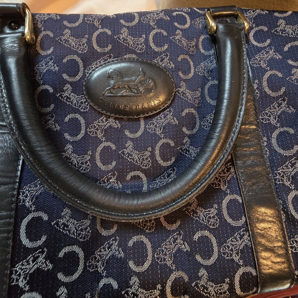 Celine Navy Boston Bag/Handbag ~ Vintage ~ made in Italy - Picture 10 of 11